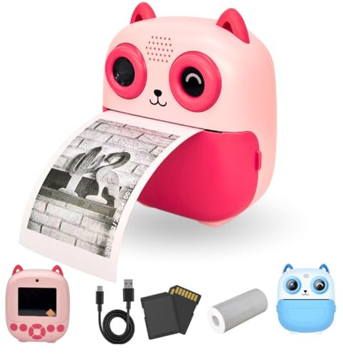 SnapPix Cámara Fotos Infantil Instantánea con Papel de Impresión y Tarjeta SD, 20MP, Cámara de Fotos para Niños, Regalo para Niños de 3 a 14 años (Azul y Rosa) (Rosa)