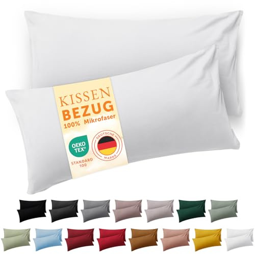 Blumtal Kissenbezug 30 x 50cm, 2 Stück - Oeko-TEX zert. Kissenbezüge 100% Mikrofaser in extra weich & waschmaschinenfest - Bezug Kissen Weiß