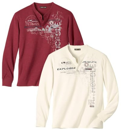 ATLAS FOR MEN - Pack de 2 Camisetas Manga Larga Hombre - Cuello Redondo - Disponibles en Tallas Grandes de la M hasta 5XL