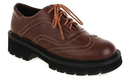 Mujer Tacón De Bloque Plataforma Brogue Oxfords Cordones Vintage Zapatos De Vestir Zapatos Formales De Punta Redonda,Marrón,39 EU