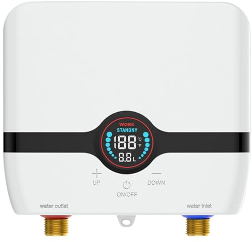 Chauffe-eau électriques 220V 6500W, Chauffe-eau électrique sans réservoir, Petit chauffe-eau instantané électrique économie d'eau Avec écran numérique, Pour cuisine, salle de bain, lavage