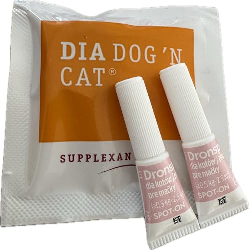 Herbagarten Juego de tratamiento antiparasitario para gatos de 2 pipas, para gatos medianos de hasta 5 kg, ayuda para la desparasitación + 1 dieta dietética DOG'N CAT para diarrea