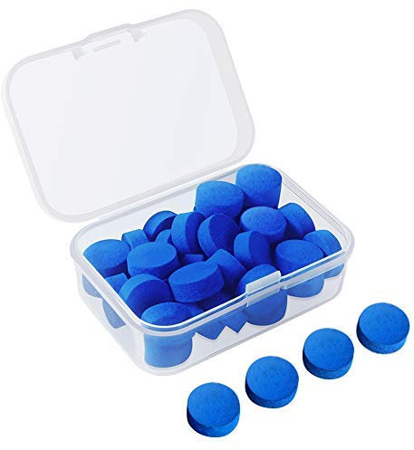 Kulannder 30 Stücke Pool Queue Tipps 12mm Billard Queue Ersatz Tipps mit Klarem Kasten für Snooker Pool Queues (Blue Cue Tipps)