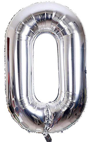 Palloncino Gonfiabile Numero per Compleanni / Feste Dimensione 35cm Colore Argento (Numero 0)