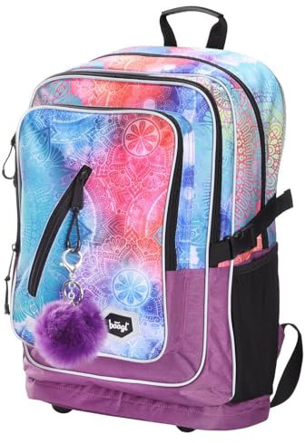 Baagl Schulrucksack Für Mädchen Teenager, Ergonomischer Kinderrucksack mit Laptopfach Für Schule, Extrem Leicht Rucksack mit Brustgurt und Reflektierenden Elementen (Mandala)