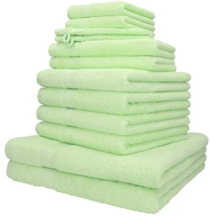 Betz Palermo Handtuch-Set 12-teilig – 100% Baumwolle – Oeko-TEX® Zertifiziert – extra saugfähig & weich – hohe Grammatur – Duschtücher, Handtücher, Gästetücher & Waschhandschuhe Farbe grün