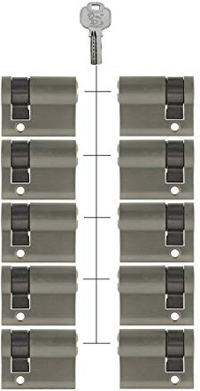 10 x halvcylinder justerbar 40 mm 30/10 likastängning inkl. 50 nycklar