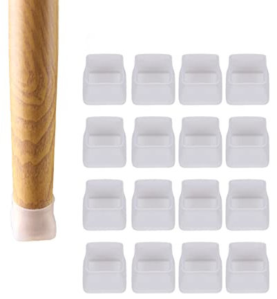 CWYP-038 16 Uds Silla Pierna Caps Cuadrada ?Tapas de Patas de Muebles Protectores Piso Silicona Protectores Almohadilla de Patas Sillas para Antideslizantes Insonorizada (25-30mm,Blanco)