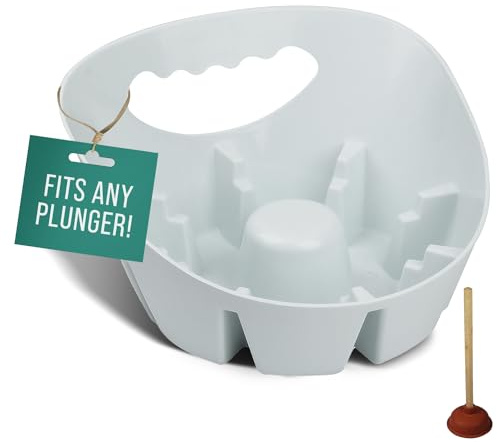 Maplefield Universal Toilet and Sink Plunger Tray - White Plastic Drip Tray and Holder Base for Standard Bathroom Storage - 5.5x7.7x7.5