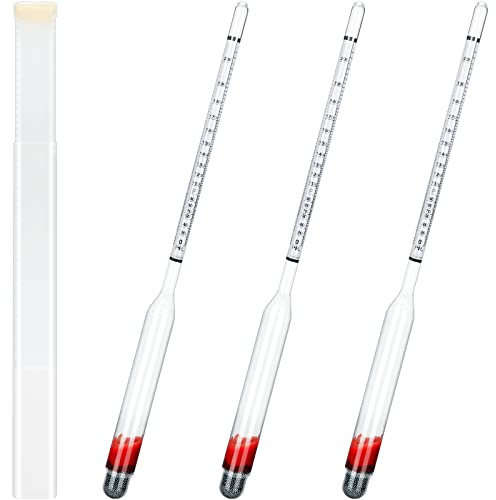3 Pcs Glass Hydrometer Alcoholmeter 0-200 Proof, Alcohol Hydrometer Digital for Distilling Moonshine Liquor, White