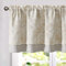 TOPICK Leinen Scheibengardinen 1er Pack Blumen Blickdicht Küchengardinen 125Hx 45B(cm) Frühling Landhausstil Gardinen Verdunkelnd Vorhänge Kurz Bistrogardine Volant Wohnzimmer Fenster Braun auf Beige