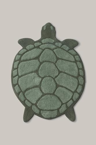 ELLOS Home Badematte Lazy in Form Einer Schildkröte, Staycation Kollektion, Deko für das Badezimmer, nachhaltige Baumwolle, Oeko-TEX® Standard 100 Zertifiziert - Grün, 75X98 cm