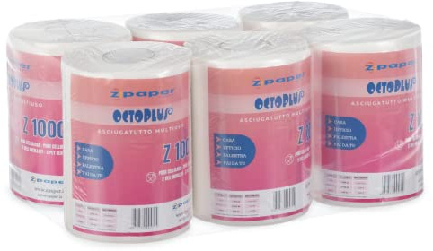 ZPAPER - 6 Rotoli Asciugatutto - Rotoloni Asciugatutto carta multiuso. Pura Cellulosa, 2 Veli, Anima a Spirale. Bobine carta asciugatutto