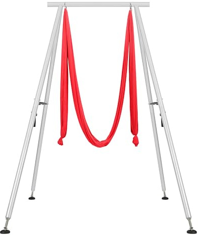 HECASA 9.6FT Adjustable Height Yoga Frame & Yoga Hammock, Professtional Yoga Swing Stand Comes with 236 Inch Aerial Silk, Supports Up to 550lbs, Suitable for Both Indoor and Outdoor Yoga Exercise