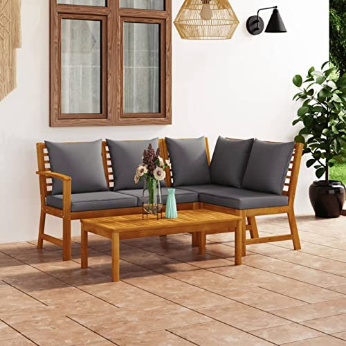 Yolola Lounge Gartenmöbel Set Holz mit Kisse Mecksofa Garten Holz Balkonmöbel Holz Sitzgruppe Garten Loungemöbel Terrasse Gartenlounge Sofa Outdoor Gartensofa Sitzbank Gartensessel