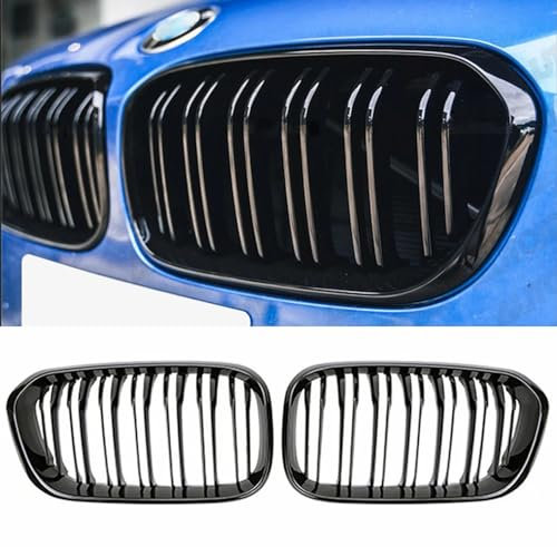 PAISEN BMW 1er F20 Frontgrill Doppellinie Hochglanz Schwarz (2015-2018) | Frontgitter Kompatibel mit BMW 1 Series F20 3-Türer & 5-Türer | Einfache Montage | Premium ABS Material (F20-LCI 2015-2018)