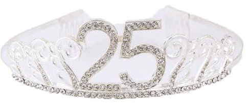 CHUYIX Födelsedagskrona silver – 25 siffror Happy Birthday-krona med kam strass kristallkrona hårband med siffror födelsedag tiara födelsedag krona för födelsedag fest favorit tillbehör tårtkrona (63