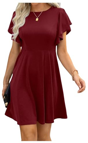 GORGLITTER Women's Ruffle Swing Flared Mini Dress Short Skater Dress