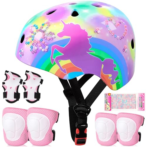 Casque Vélo Enfant Sets de Protection Enfant de 3-8 Ans Réglables Kit de Protection Set pour Rollers Skate Trottinette Skateboard