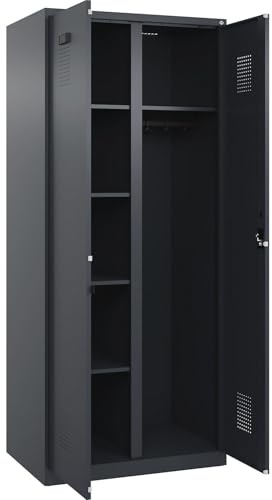 kaiserkraft FRANKEL Vestiaire pour Produits de Nettoyage Evolo Plus | 1 Compartiment | cloison médiane Centrale | Gris | l 800 mm | avec Patins | Serrure à Cylindre