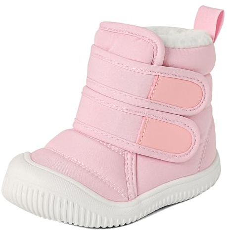 MASOCIO Baby pojke flicka vinter plysch stövlar varma tofflor halkfria skor storlek 19–27 EU, Rosa, 19 EU