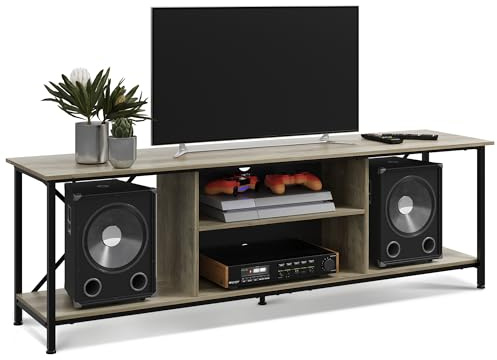 WLIVE TV Schrank Lowboard für Fernseher bis zu 65 Zoll, Fernsehschrank TV Board mit Offenen Stauraum, 140 x 40 x 49 cm, Fernsehtisch für Wohnzimmer und Schlafzimmer (Eiche Grau, 160 x 40 x 51 cm)