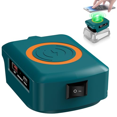 Kabelloses Tragbares Ladegerät für Bosch 18V Home and Garden Li-Ionen Akku, 15W Schnell Telefon Ladegerät mit USB&Typ C Ausgang von Smartphones, Kompatibel mit iPhone 16/15/14/13/12