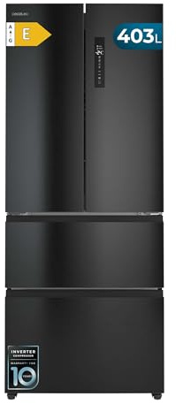 Cecotec Frigorífico Puerta Francesa Total No Frost Bolero CoolMarket F2D 403 Dark E, Extra Capacidad Max 403 L, Alto 170 cm y 70 cm Ancho, Cajón FreshNessFlexHub, Compresor Inverter, ATT Antibacterias