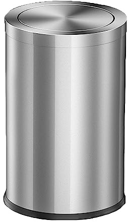 Bote de Basura de Acero, pequeño Bote de Basura de Metal de 2 a 4 galones con Tapa abatible, Papelera para baño, Cocina, Dormitorio, Garaje, lavadero o Patio.,Silver-9L