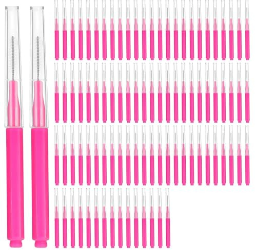 100 Stück Augenbrauen Bürste Micro-Augenbrauenpinsel Augenbrauen Pinsel mit Kappe Tragbare Augenbraue Lifting Tools Laminier Wimpern Bürste Wimpernkamm Bürst Augenbrauen-Wimpernlifting Werkzeuge