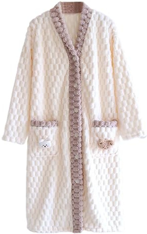 Robe De Chambre Femme Polaire Peignoir Chaud Bain Doux Robes Chic Hiver Peignoirs Sortie