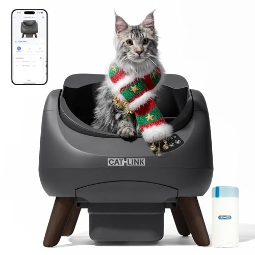 CATLINK Arenero Autolimpiable para Gatos, Caja de Arena Automática con Entrada Superior, Wi-Fi 5 GHz, Gran Capacidad 12L, Compatible con Todo Tipo de Arenas, Ideal para Hogares con Varios Gatos