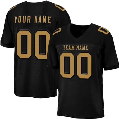 Magliette Personalizzate Maglie da Football Americano con Nome e Numero Traspiranti e ad Asciugatura Rapida Maglie Sportive per Ragazzi e Ragazze Nero