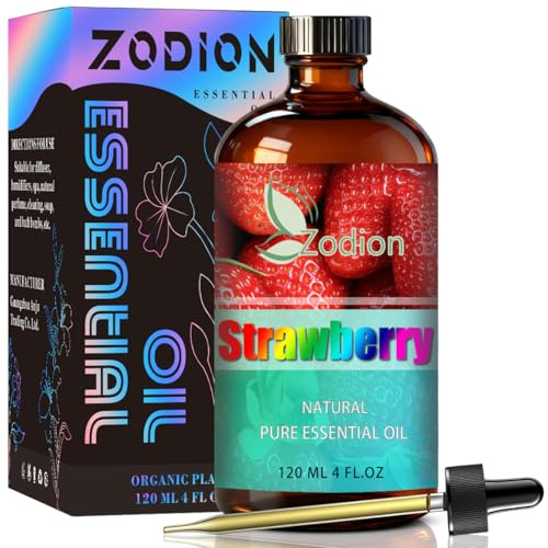 ZODION Premium Aroma Fragrance Oil 4 fl oz – Strawberry Scented Essential Oil for Diffusers, Humidifiers, DIY Candles, Soap and Cleaning Products, Home, Office, Yoga - 120ml
