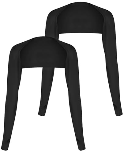 GWAWG 2 Pièces Refroidissement Châle Manches,Manches De Bras De Protection Solaire Respirant,Shrug à manches longues pour Les Femmes Golf Et Sports De Plein Air (Noir et Noir)
