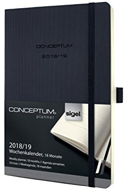 Sigel C1906 akademisk kalender 2018-2019, 18 månader, ca. A5, softcover, svart, CONCEPTUM