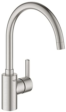 GROHE Feel - Kitchen Sink Tap Single-Lever Mixer - Monobloc Installation - High Spout - Swivel Range 150° - High 354 mm - 35 mm Ceramic Cartridge - Easy to Install - Stainless Steel - 32670DC2
