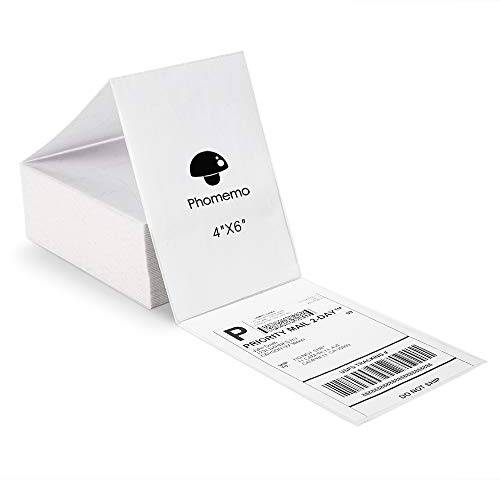 Phomemo 4x 6 （104mm x 159mm）Étiquette d'expédition thermique directe，Compatible avec toutes les imprimantes d'étiquettes de bureau et toutes les entreprises de messagerie（500 étiquettes pliantes）