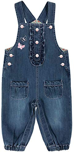 Peacolate 6M-24M Baby flicka tunn denim fjäril overaller 1 st Jumpstuis barnbyxor (vit fjäril, 12-18 m)