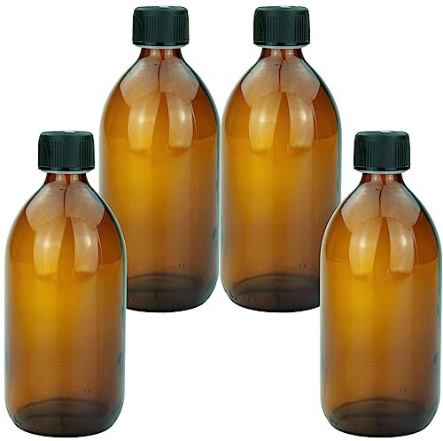 mikken 4 bouteilles en verre marron de 500 ml avec bouchon à vis.