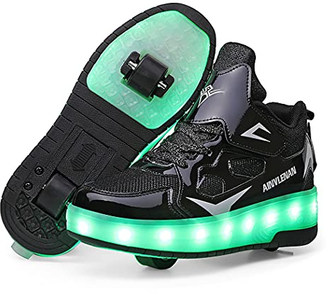 YongerYong Scarpe con Rotelle Pattini LED Luce per Ragazzi e Ragazze, Scarpe con Automatiche Rotelle Retrattile,Outdoor Multisport Ginnastica Running Sneaker per Bambino