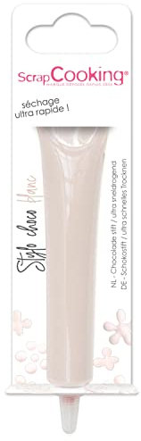 SCRAP COOKING - Stylo Choco Blanc - Crayon Alimentaire Pâtisserie 25 g - Stylo Décoratif Comestible - Écrire & Dessiner sur Desserts, Gâteaux & Biscuits Noël Anniversaire - 6800