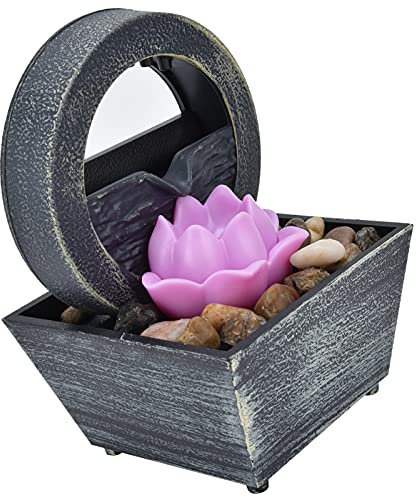 Fuente de Mesa USB, Fuente de Agua de Escritorio de 3V Plástico Compacto Elegante con Piedras para Sala de Estar para Oficina para Dormitorio