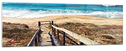 Vidrios decorativos 160x50cm Cuadro Sobre Vidrio Moderno Mar Playa Entrada Grande XXL Dormitorio Cocina Cuadros Pared Impresiones Decoracion Salon Impresión en Cristal Wall Art Prints GAB160x50-4359