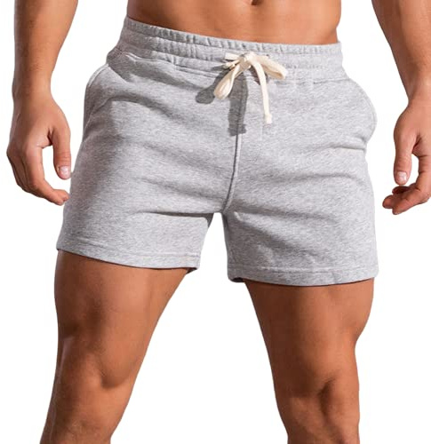 Rane Sports Pantalones Cortos para Correr de 3 Pulgadas para Hombre, Entrenamiento físico, Pantalones Cortos de Culturismo, Pantalones Cortos Deportivos de algodón Transpirables Gris 2XL