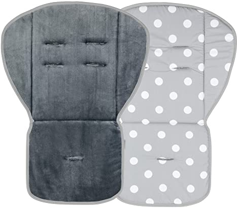 Babysanity Materassino Copri Passeggino Universale Double Face in Caldo e Peluche e Morbido Cotone - Made in Italy - (Ardesia Scuro)