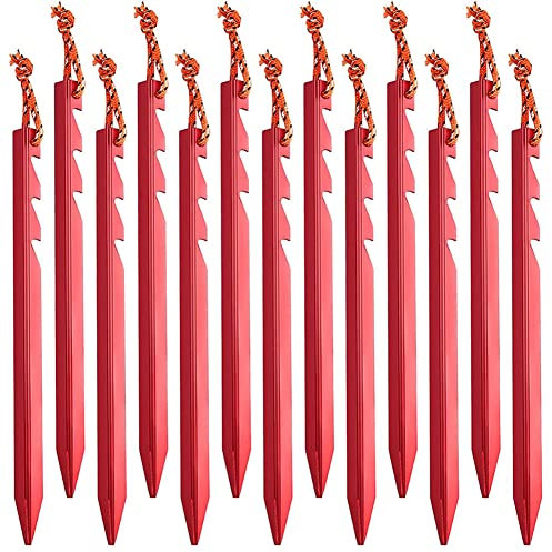 20 Stück Zeltheringe Heringe Camping 18cm Zeltheringe aus Aluminiumlegierung Rhombus Bodennägel mit Reflektierendem Kordelzug für Befestigung von Zelten und Himmelsvorhängen