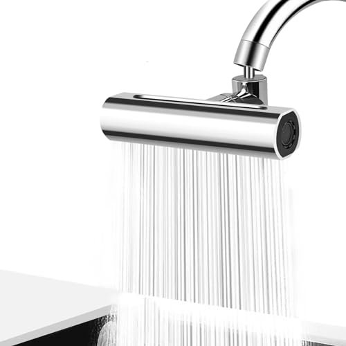 Sexyhot Grifo de Cocina de alta presión, Grifo Mezclador Extensible con Ducha, Grifo de cocina giratorio 360° extraíble 4 Modos de Ajuste de Flujo de Agua(acero inoxidable)