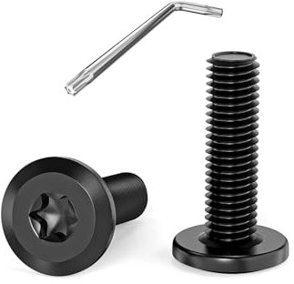 Dayalo Lot de 20 vis à tête plate, vis M6, noires, vis Torx pour machine, filetage complet, en acier inoxydable A2 V2A, vis de meubles, avec clé Torx