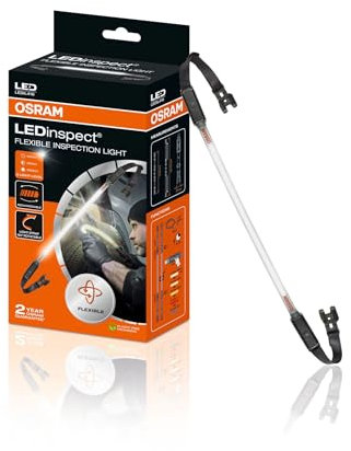 Osram LEDinspect Flexible Inspection Light, wiederaufladbare LED-Inspektionsleuchte, 6000K, Helligkeit bis zu 1000lm, abnehmbare elastische Bänder, White